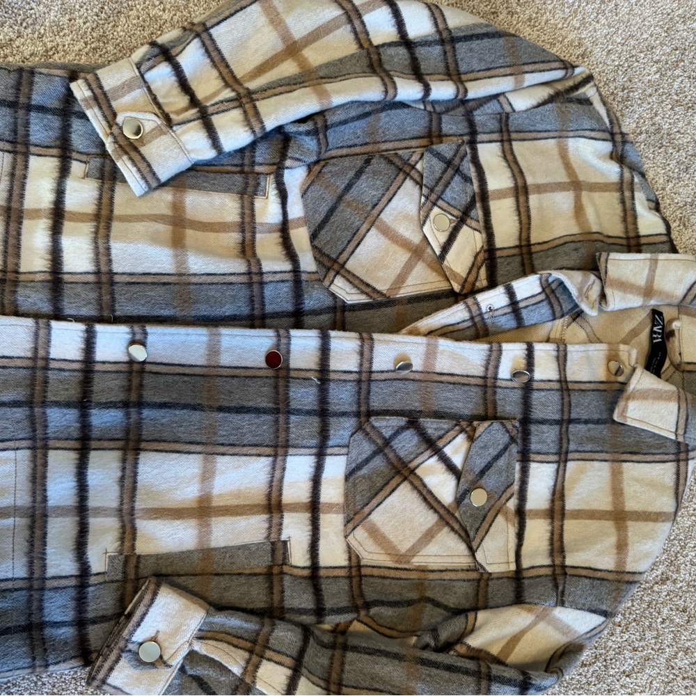 Zara Plaid Jacket in Gray and Tan